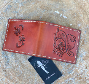 Louie L'Amour tooled leather billfold wallet