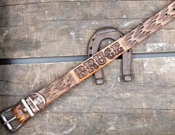 Personalized Western Leather Dog Collar
