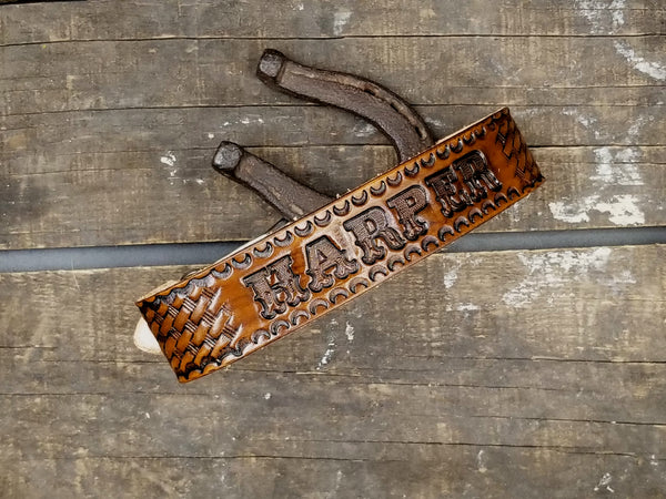 Personalized Western Leather Dog Collar