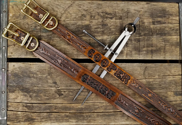 Personalized Western Leather Dog Collar