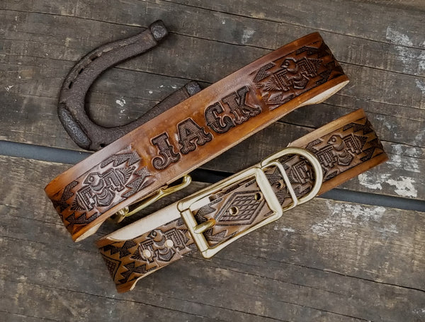 Personalized Western Leather Dog Collar