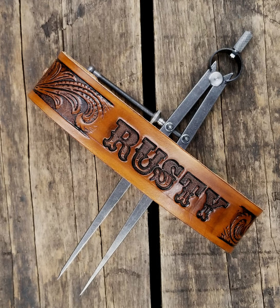 Personalized Western Leather Dog Collar