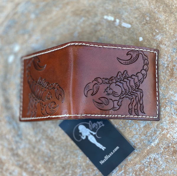 Scorpion 🦂 tooled leather billfold wallet