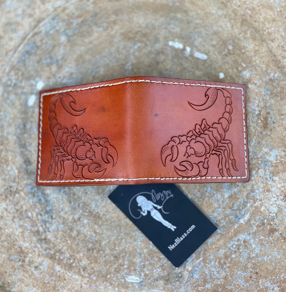 Scorpion 🦂 tooled leather billfold wallet