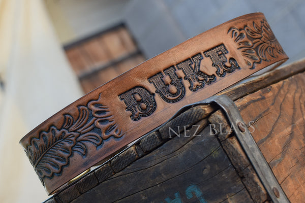 Personalized Western Leather Dog Collar