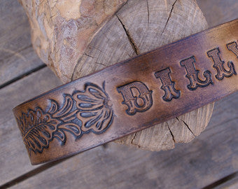 Personalized Western Leather Dog Collar