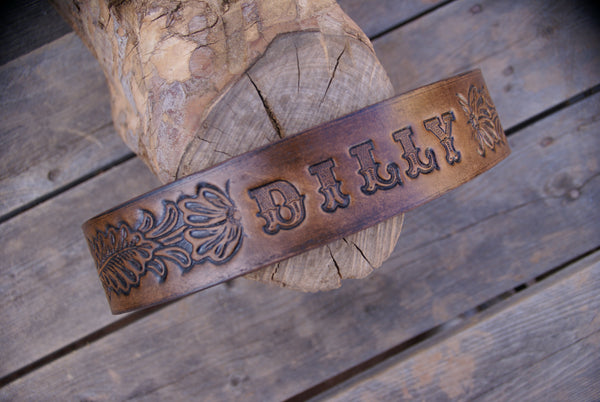 Personalized Western Leather Dog Collar